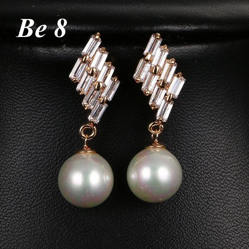 

Be8 Brand High Quality Cubic Zirconia Pearl Earring New Fashion Gold Color Jewelry Drop Earring For Women Christmas Gifts E-251