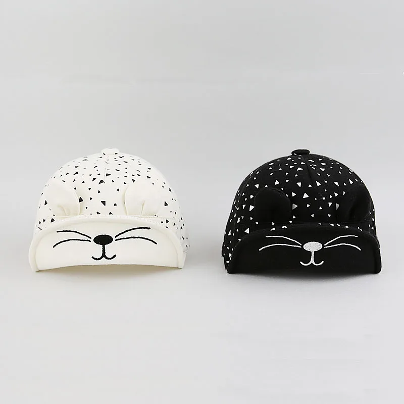 Новая детская шапка с ушами котами милая летняя кепка рисунком для маленьких