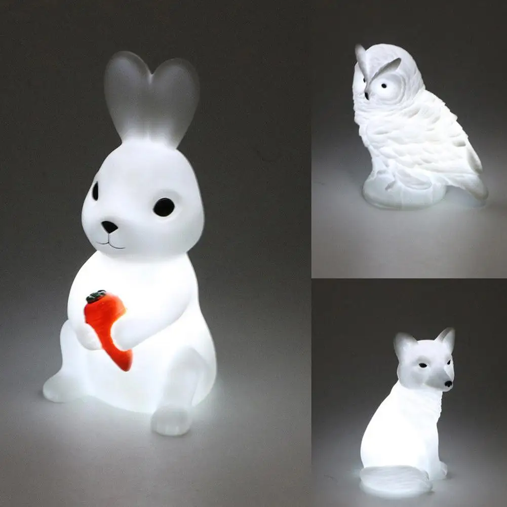 HobbyLane Cute Cartoon Animal LED Night Light Rabbit Fox Owl Shape Lights Luminous Toys Home Decoration Kids Gift