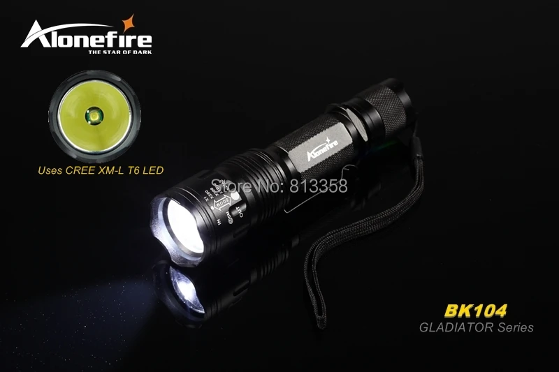 AloneFire BK104 Гладиатор серия CREE XM-L T6 светодиодный 5 Режим масштабирования портативный светодиодный фонарик