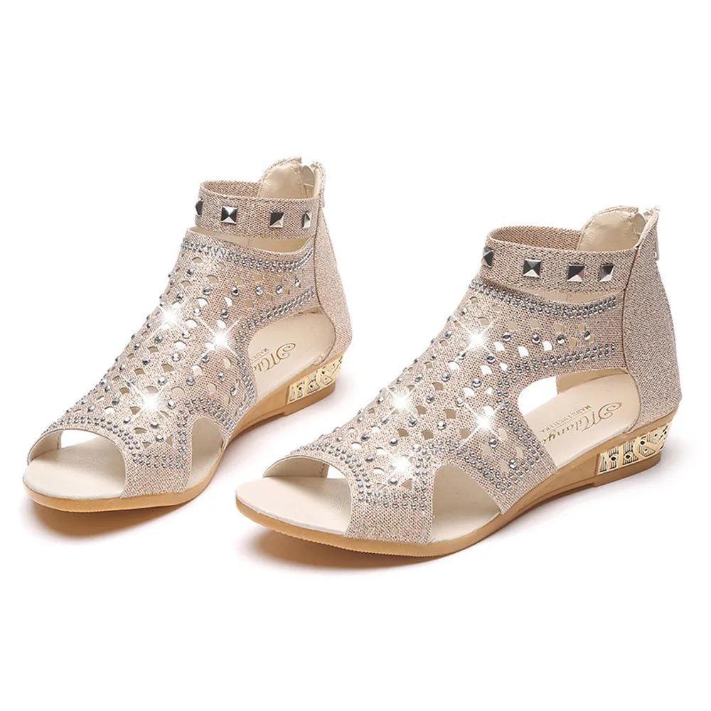 Сандалии гладиаторы Женская Весенняя обувь на танкетке с открытым носком