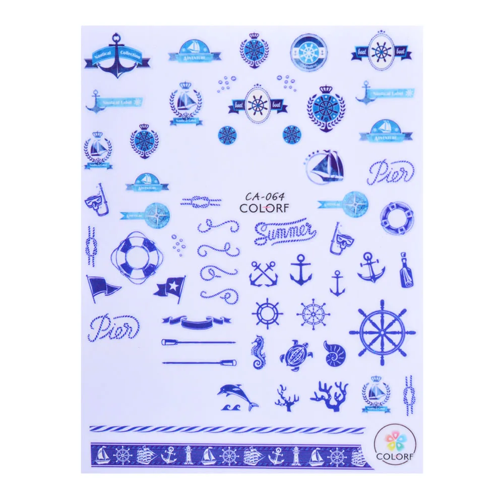 1 шт. наклейки для дизайна ногтей в виде милых мультяшных животных медведя якоря