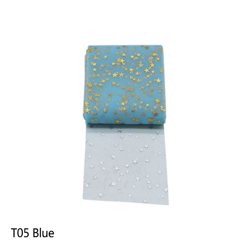 Blue Модный рулон тюля с принтом в виде блестящих звезд 5 м для рукоделия, тканевые рулоны для рукоделия, свадебные украшения, праздничные вечерние принадлежности - Цвет: Blue