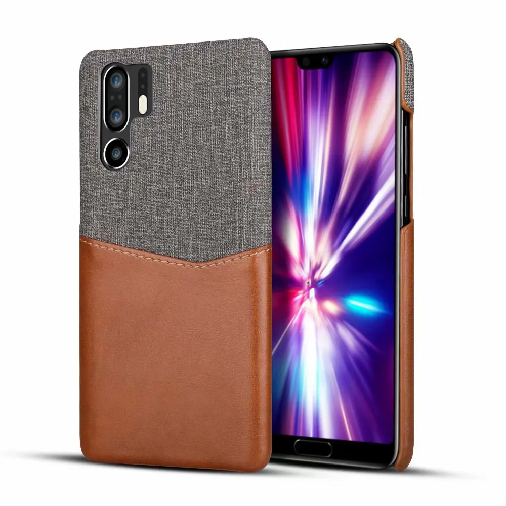 Brown Ткань+ кожа чехол для huawei P30 P30 Pro Чехол blockcolor чехол с отделением для кредитных карт для huawei P30 P 30Pro P30pro Чехлы бамперы Caphina - Цвет: Brown