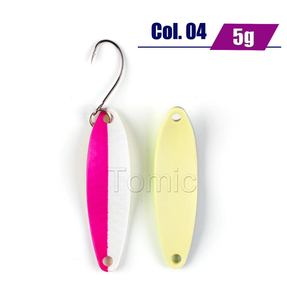 Tomic 5g stream trout area fishing spoons metal bait long casting narrow glowing colors freshwater hard lures spinner | Спорт и