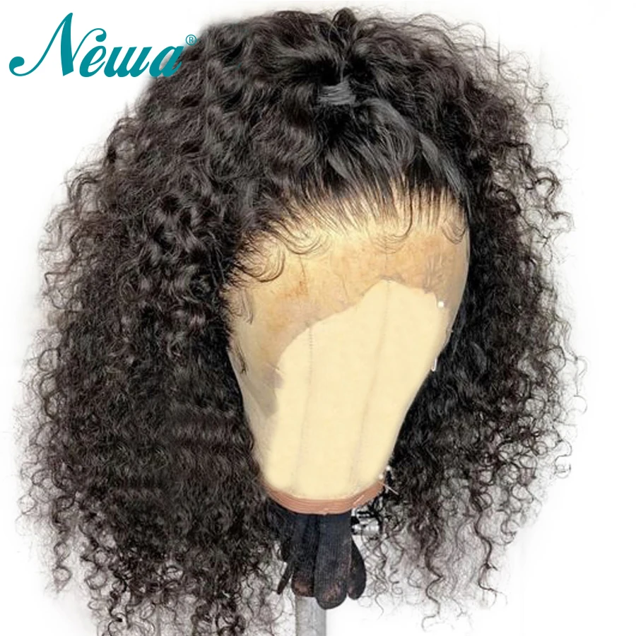 Newa Hair 360 фронтальный парик шнурка предварительно сорвал бразильские волосы remy кудрявые человеческие волосы парики с волосами младенца для черных женщин