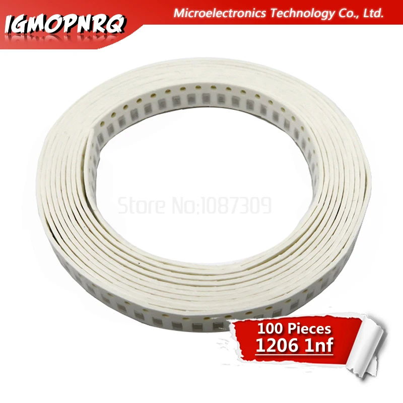 100 шт. 1nF X7R ошибка 10% 50 В 1206 102 smd конденсатор | Электронные компоненты и