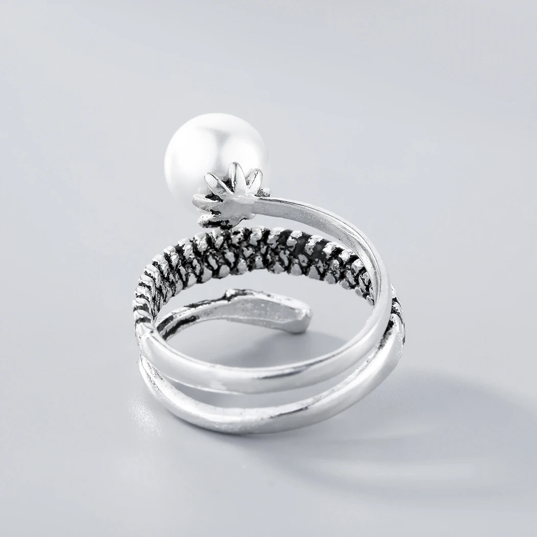 Cxwind Women's Retro Adjustale Opening Pearl Twist Ring Multilayer Rings for Enamel Black Jewelry | Украшения и аксессуары