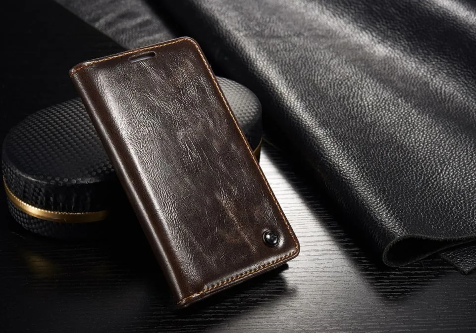 Кожаный чехол для iPhone 6, 6S Plus, чехол с магнитной застежкой для samsung Galaxy S6 Edge Plus Note 5, флип-чехол для телефона - Цвет: Brown