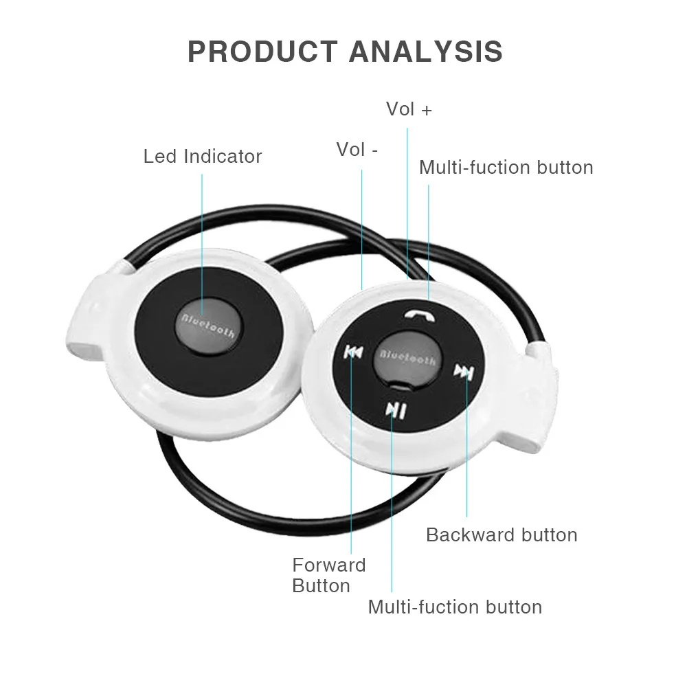 Мини 503 Bluetooth гарнитура стерео Спортивные Беспроводные наушники с шейным ободом и