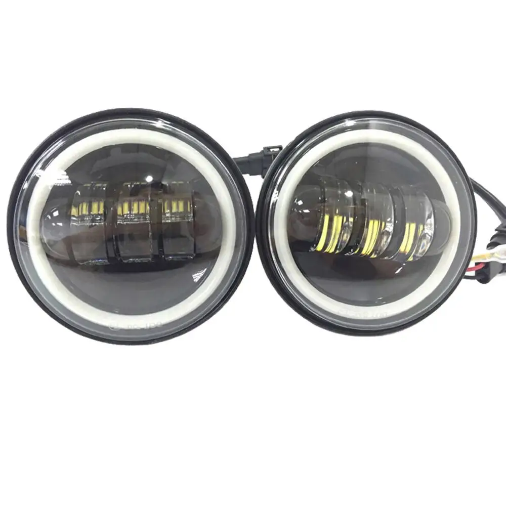 2 pcs Black foglight 4,5 дюймов светодиодные противотуманные фары ближнего света DRL ангельские глаза с 4,5 дюймов корпус лопасти для мотоциклетная противотуманная фара в сборе - Цвет: 2 pcs Black foglight