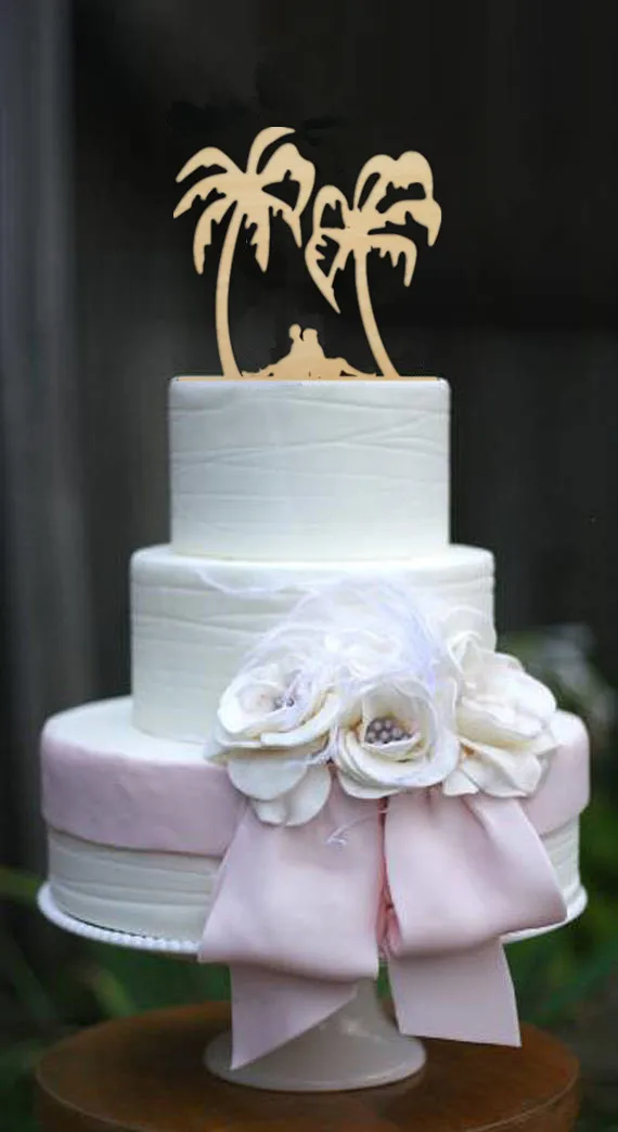 Пляж тема свадебный торт Топпер Жених и невеста размещения на леса пляжа
