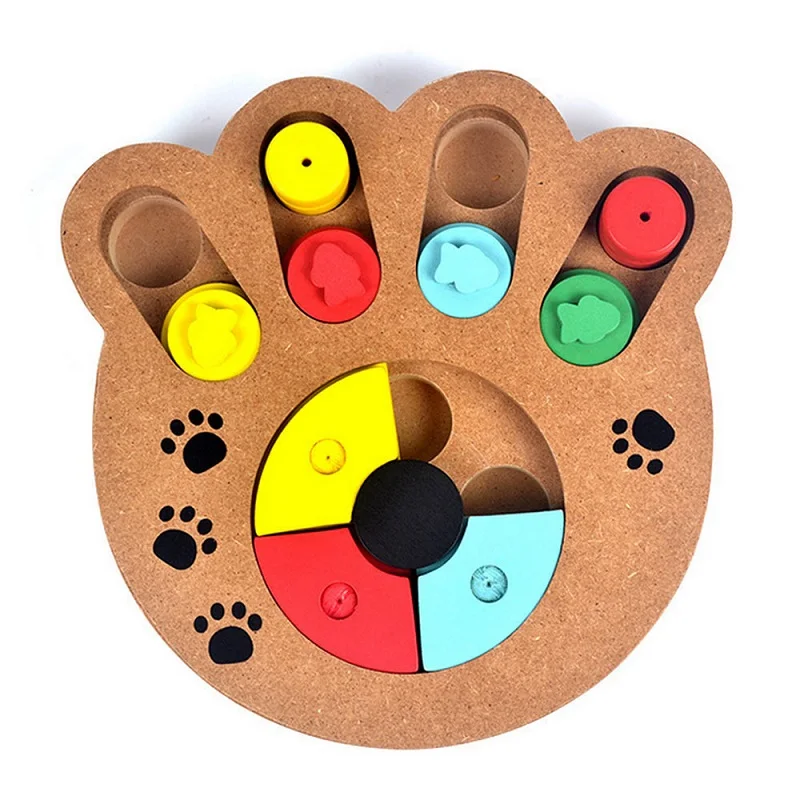Paw print 1 шт. игрушки-головоломки для собак кости лапы принты деревянные забавное Кормление многофункциональные интерактивные игрушки для собак для кошек кормушка для домашних животных обучающая - Цвет: Paw print