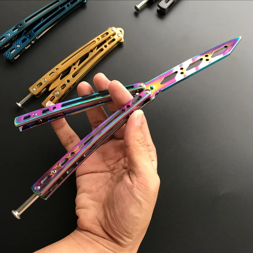 5 цветов зеркальный складной нож-бабочка balisong cs go, тренировочный тупой нож без края, нож-бабочка, нож для косплея