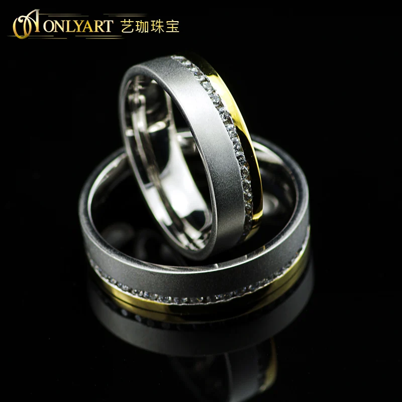 CZ серебряные парные кольца 100% 925 пробы серебряные кольца для влюбленных S925 ювелирные изделия два тона Позолоченные Бесплатная доставка OnlyArt... otokodesign брошь два кольца 52618