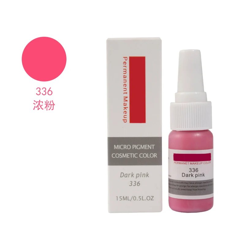 336 dark pink Постоянный пигмент для перманентного макияжа, чистое органическое жидкий пигмент 1/2 унции)(15 мл) для бровей чернил для татуажа - Цвет: 336 dark pink