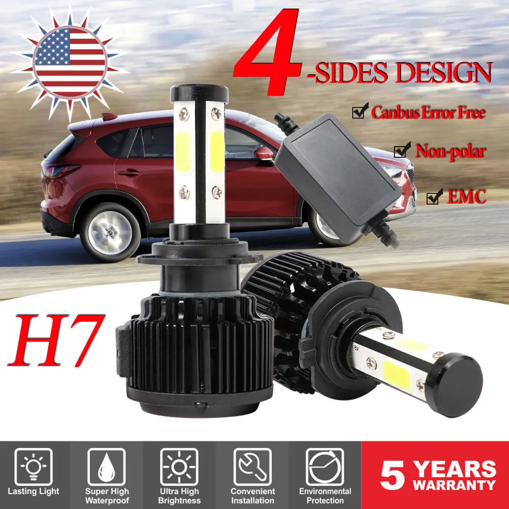 DIC H4 светодиодный 64W 20000LM/пара 4 стороны COB головной светильник H13 H11 H7 9005 9006 HB4 9007 9012 HIR2 5202 Canbus автомобильный светильник лампы головного