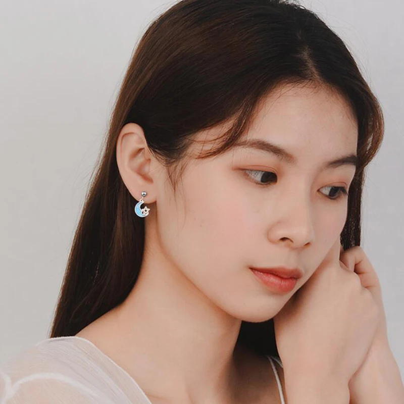 Latest Earrings For Women 925 Sterling Silver Jewelry Fashion Blue Cosmic Planet Earring Girl Valentine's Day Accessories Gifts |