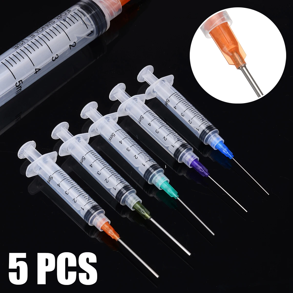 

5 Piece Dispensing Syringes 5ml Syringe Crimp Sealed-Blunt Needle Tips For Glue Oil Ink Industrial Dispensing Supplies