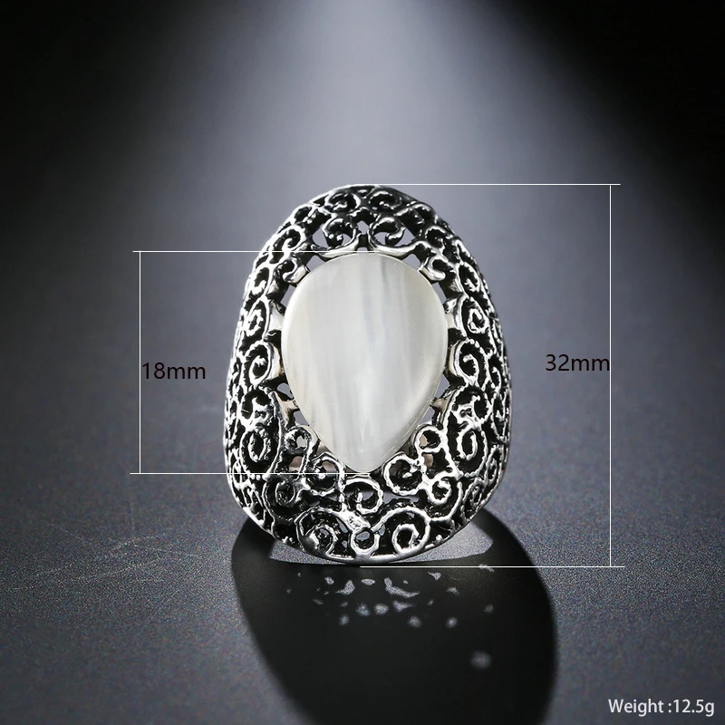 Кольцо Mytys женское овальное Опаловое винтажное кружевное с узором в ретро стиле