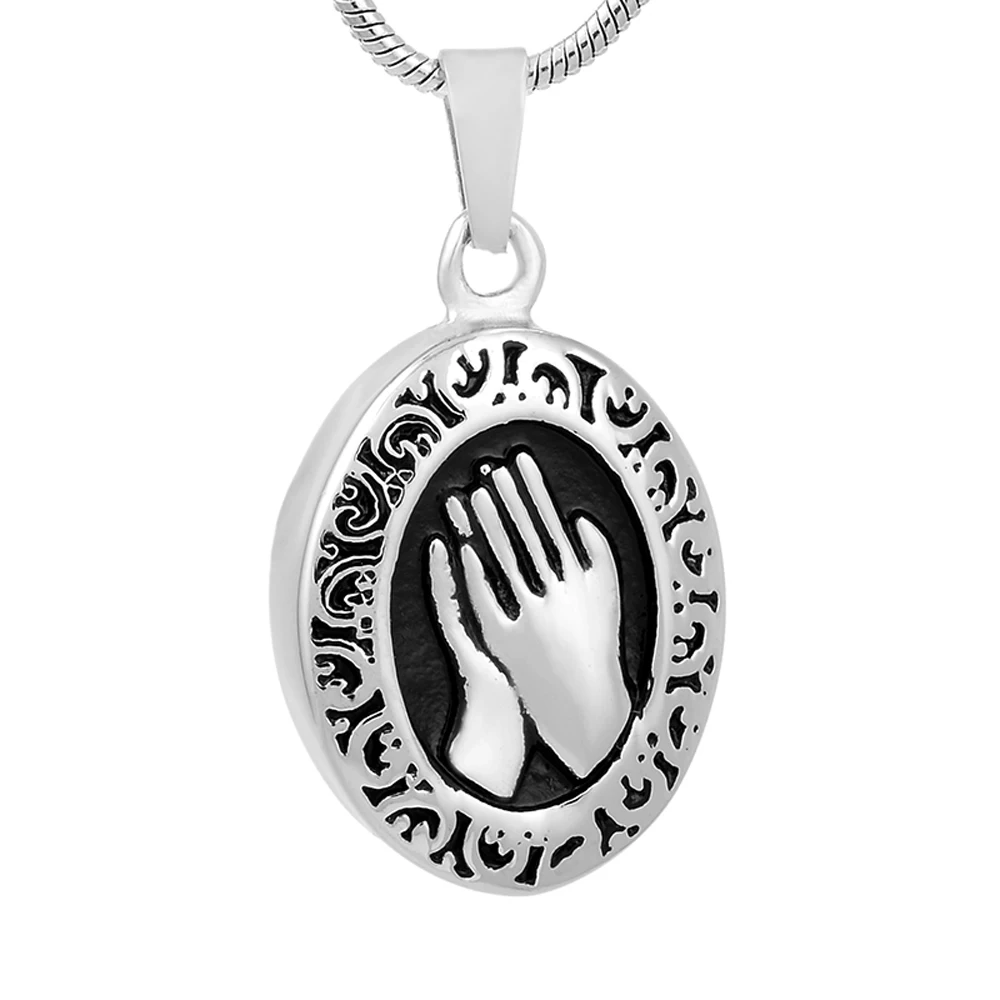 Ijd9762 Винтаж Металлические овальные тень черный Мемориал urn Keepsake кулон Цепочки и