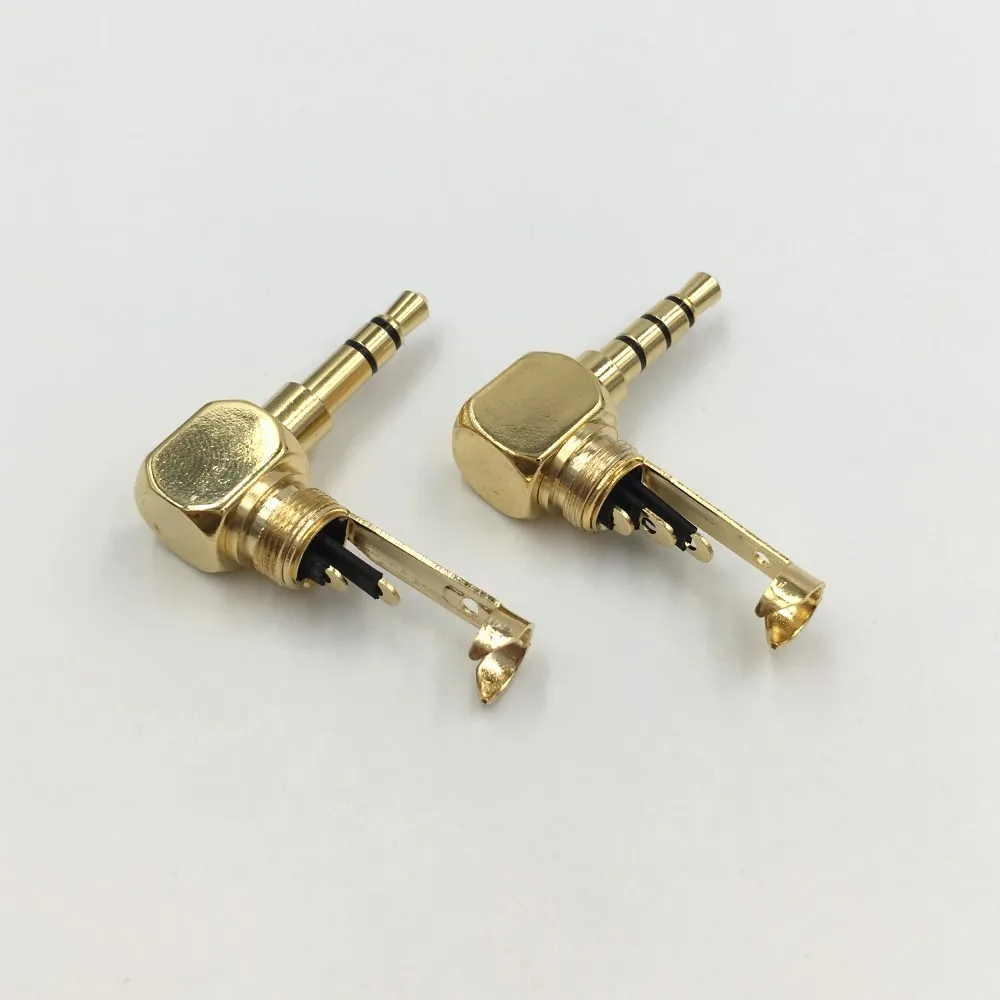 50Pcs Right Angle 3.5mm 3 4 Pole Audio Jack 3.5 Stereo Male Plug for DIY Repair Headphone Earphone 6mm cable Black and Silver |