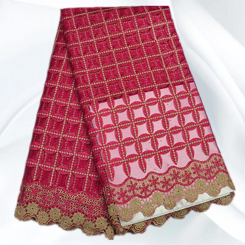 PNL331 Fuchsia New Fashion African French Net Lace Fabric Embroidery Cord High Quality Tulle Online | Дом и сад