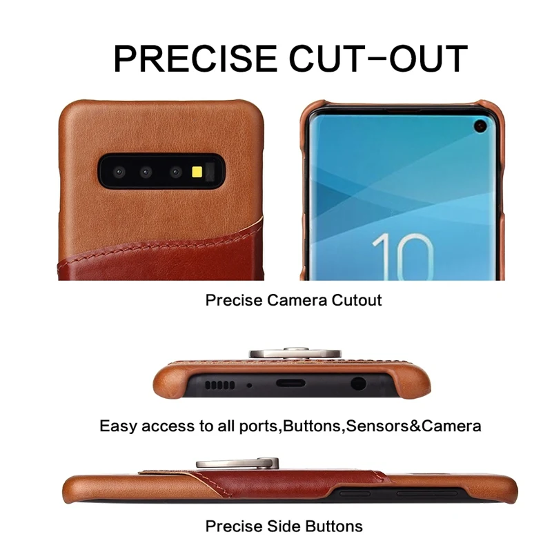 Kickstand Genuine Leather Case for Samsung Galaxy S10e Card Holder Shockproof S10 Plus Finger Ring |