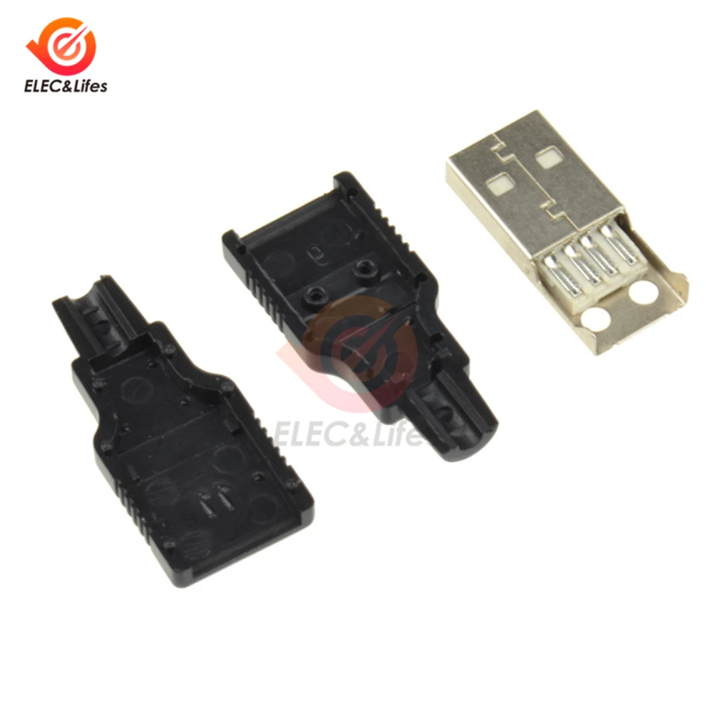 10 штук в наборе USB 2,0 Тип-4 контактный разъем Мужской разъем адаптера 4Pin USB разъем с черным Пластик крышка