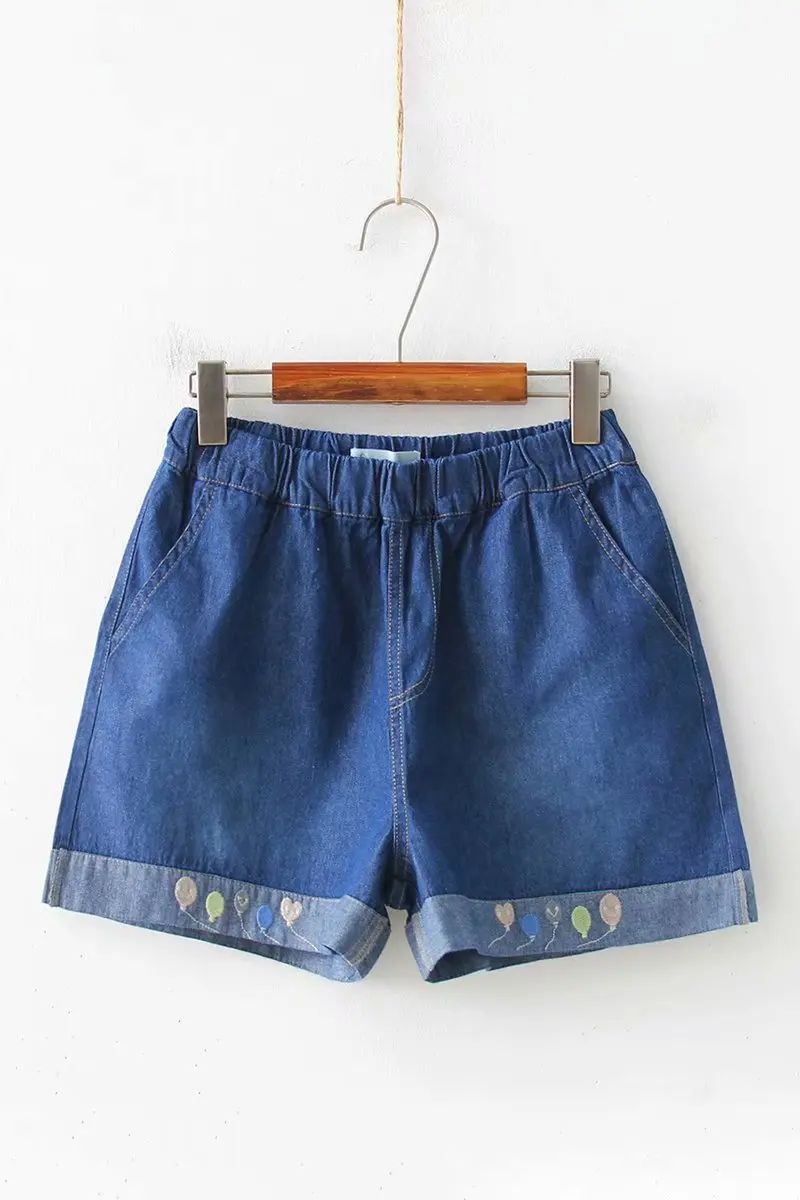 VOGUEIN New Womens Summer Ballon Embroidered Pockets Denim Jeans Short Pants Shorts Wholesale | Женская одежда