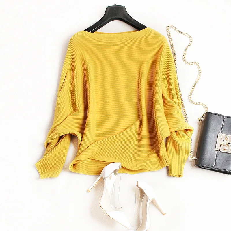 women knitted sweater Women autumn elegant batwing sleeve jumper pull femme Winter casual loose pullover | Женская одежда