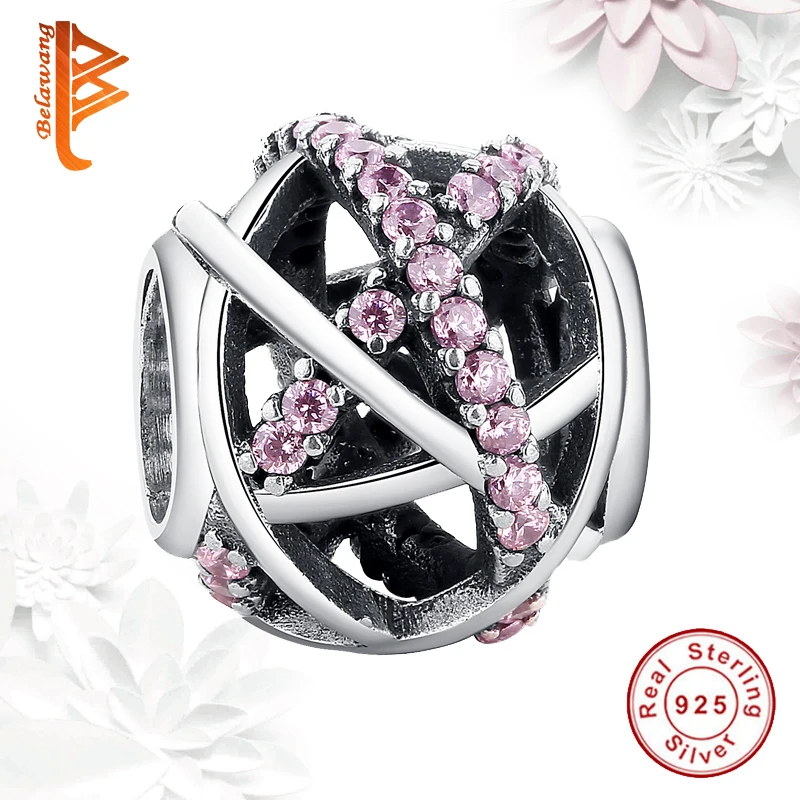 

Fashion 925 Sterling Silver Pink & White Crystal Galaxy Charm Beads fit BW bracelet For Women Jewelry Accessories