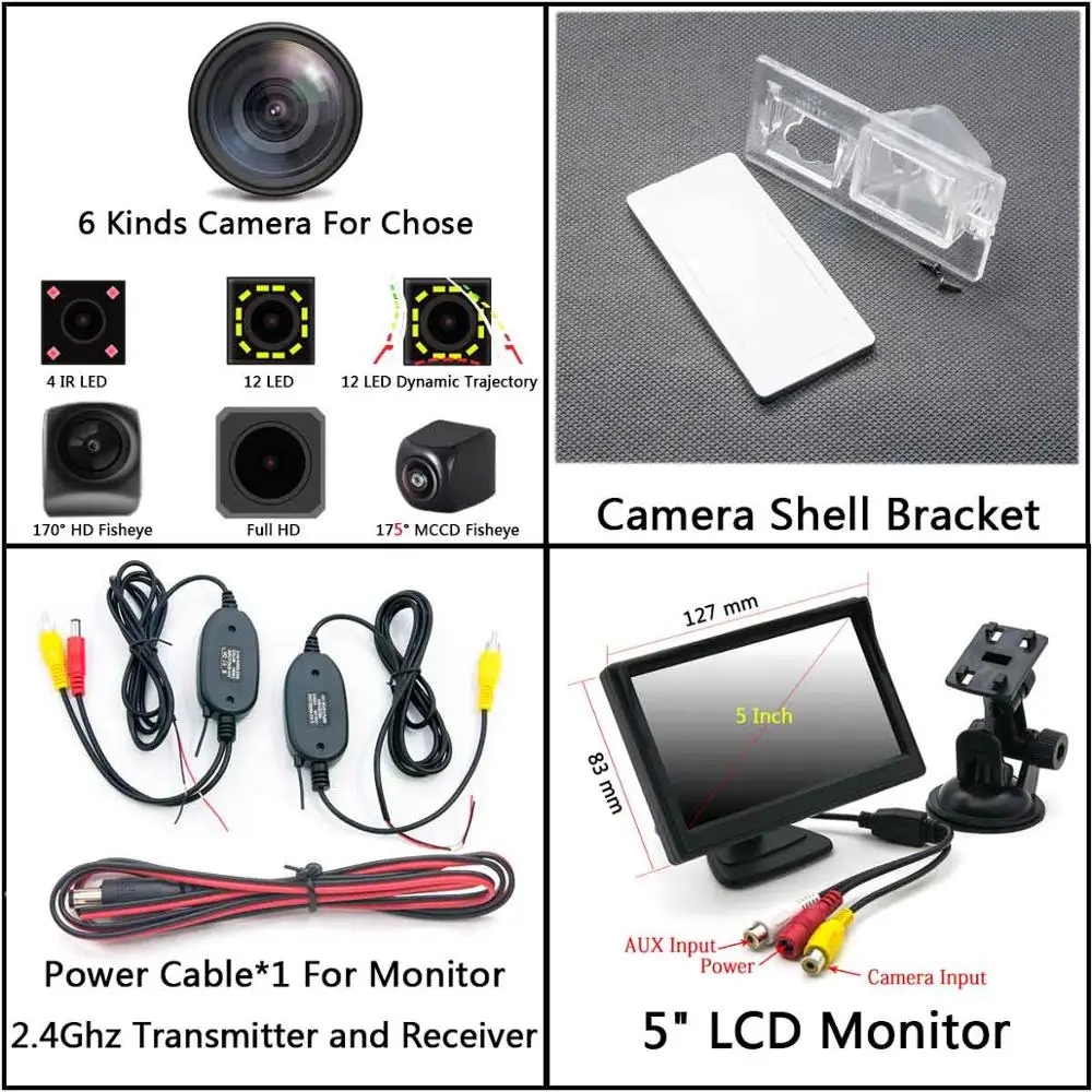 Cam Wireless 5 LCD 12 светодиодный автомобильный резервный траектория движения заднего вида Камера для Fiat Freemont 500 Dodge Journey JCUV 2010 2011 2012 2013 - Название цвета: Cam Wireless 5 LCD