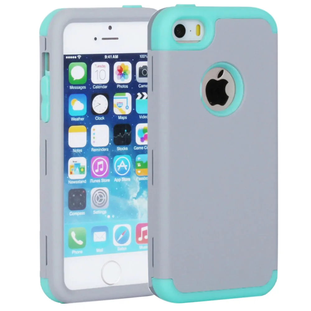 Резиновые чехлы для Apple iPhone 5 5S SE 5C S C 3в1, мягкий жесткий защитный комбинированный чехол, пластиковый чехол для телефона