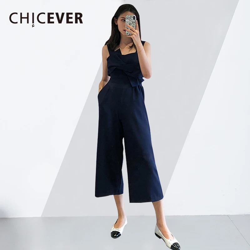 CHICEVER летние брюки с открытыми плечами для женщин широкие брюки Комбинезоны женские брюки с открытой спиной размера плюс длина по щиколотку брюки одежда