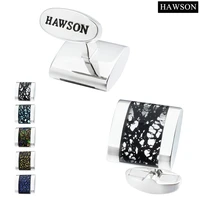 hawson brand jewelry cufflinks for men stone cuff buttons charm glazed cuff links logo printed cufflinks shirt cuff links