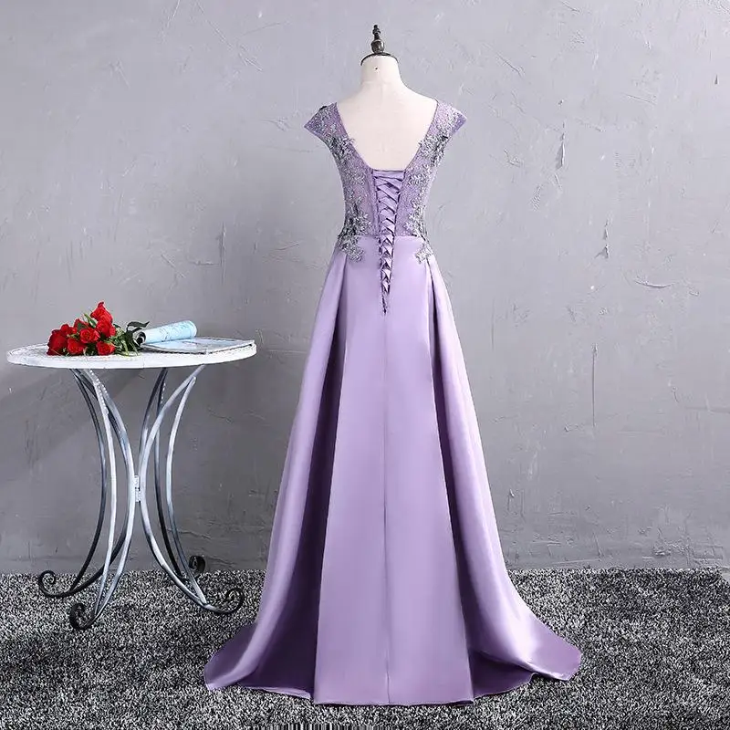Purple Elegant Long Slim Improved Cheongsam Female Sexy Lace Floral Evening Party Dress Plus Size Qipao XXXL Novelty Vestidos - Цвет: Фиолетовый