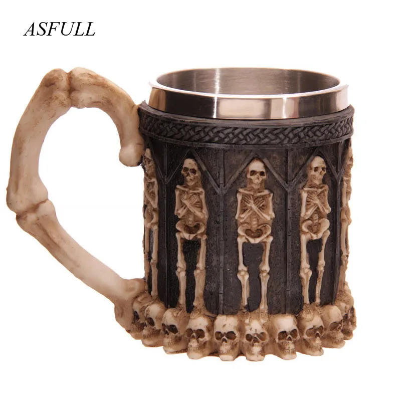 ASFULL полимерная кружка с черепом Танкард ударный череп воин Викинг Череп пивная