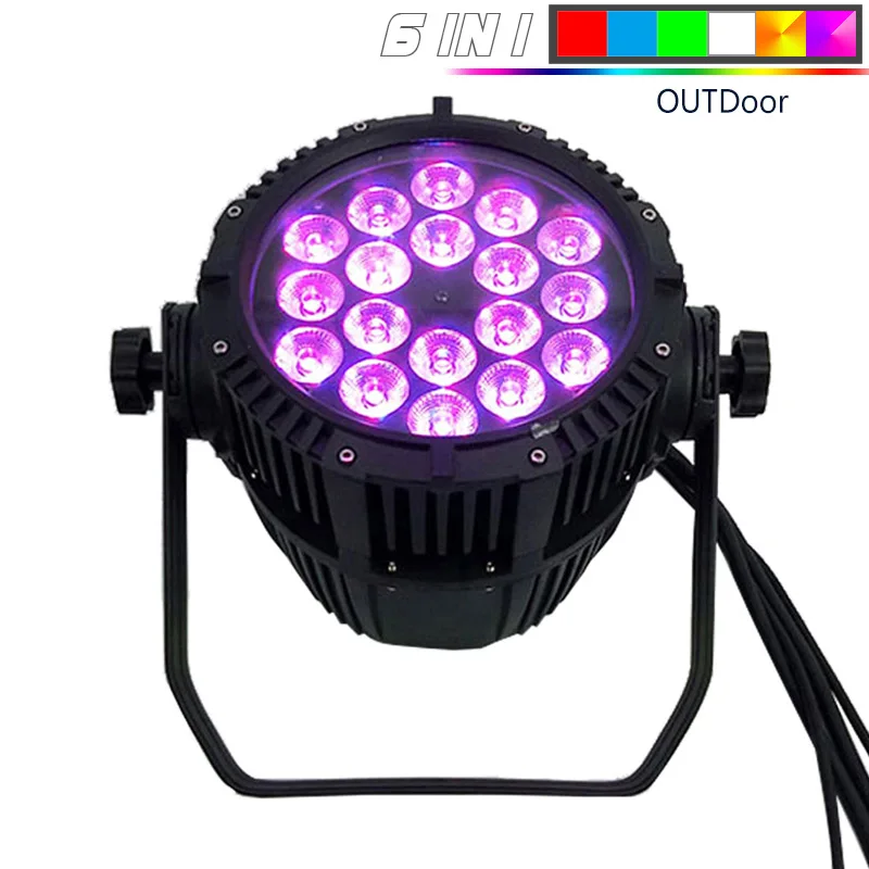 Водонепроницаемый светодиодный Par 18x18 Вт RGBWA+ UV DMX512 сценическое освещение эффект Master-Slave наружные огни IP65 для внутреннего/наружного использования диско DJ - Цвет: Waterproof Par 6in1