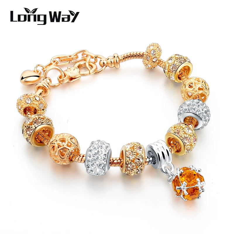 Женский браслет цепочка LongWay SBR160011 золотистый талисман украшение для рукоделия