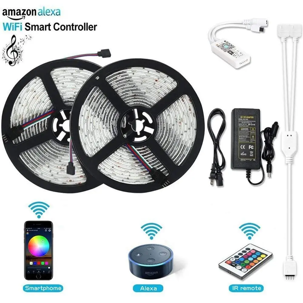 10 м 300 Светодиодная лента RGB Диодная Водонепроницаемая неоновая fita 12 В SMD 5050 5 wifi