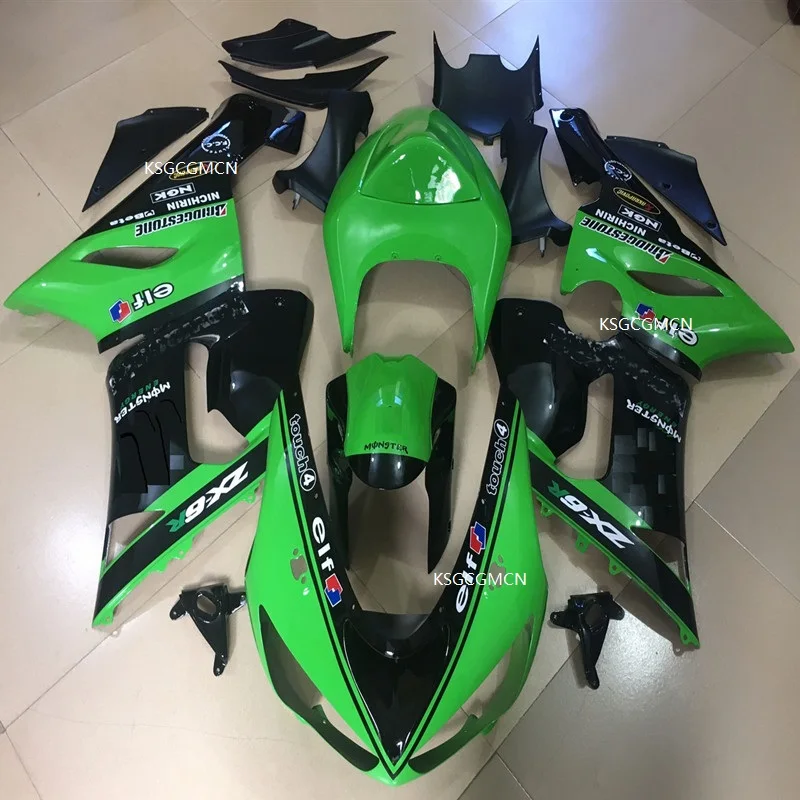 Зеленый черный полный ABS ZX6R 05 06 пластиковые инъекции бодиборд формы обтекатель