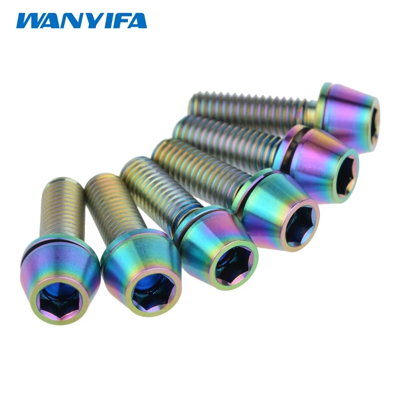 6 шт M5X16mm винты из титанового сплава золота Конус колпачки титановые для