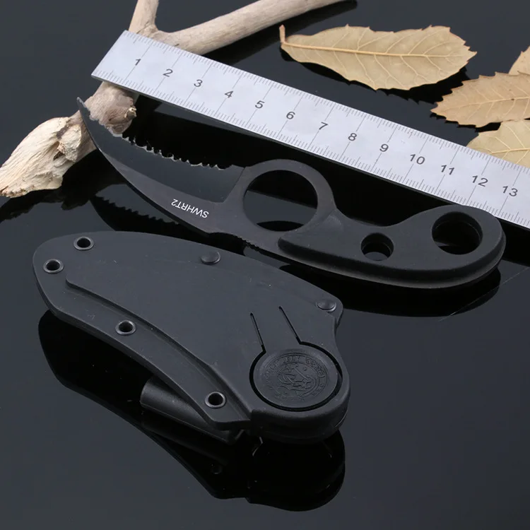 Swayboo outdoor defensive claw - sawtooth bear scabbard survival knife camping mini training fixed kifen | Инструменты