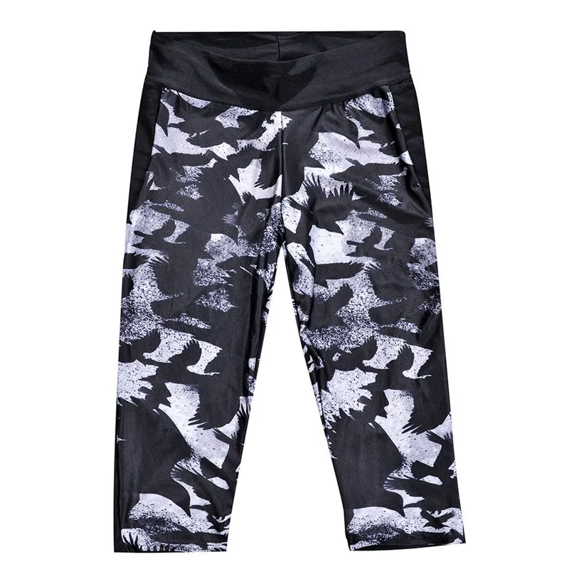 Брендовые леггинсы короткие черные тонкие джеггинсы с цифровой печатью женские