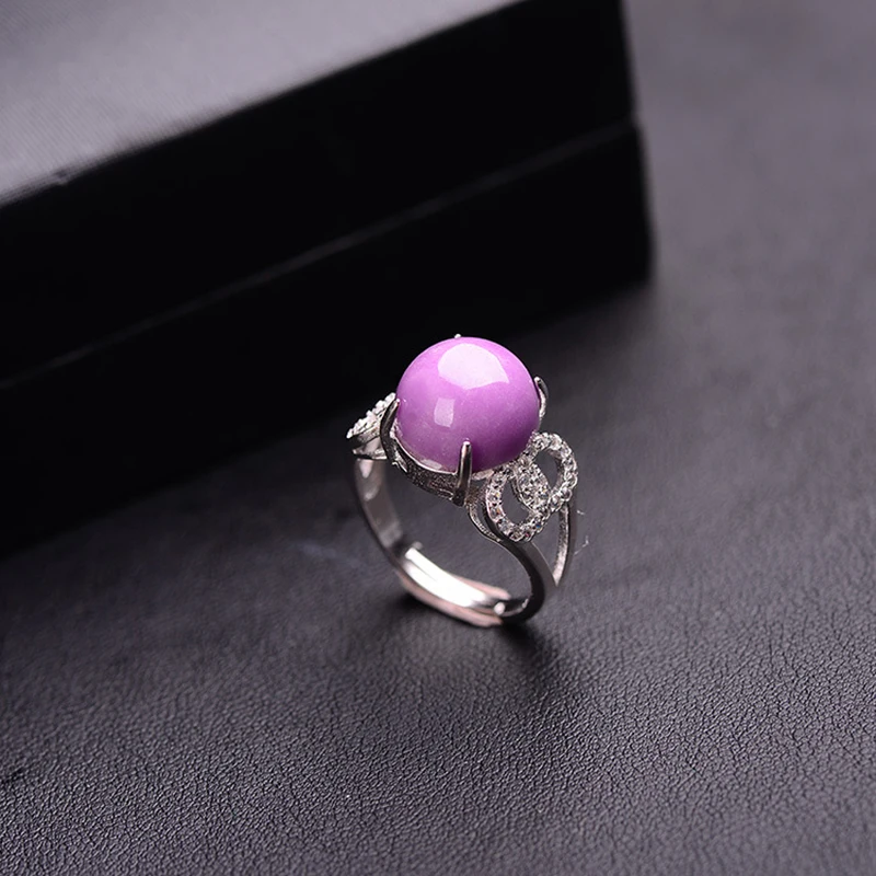 Женское кольцо с фиолетовым кристаллом регулируемое серебряное натуральным 925