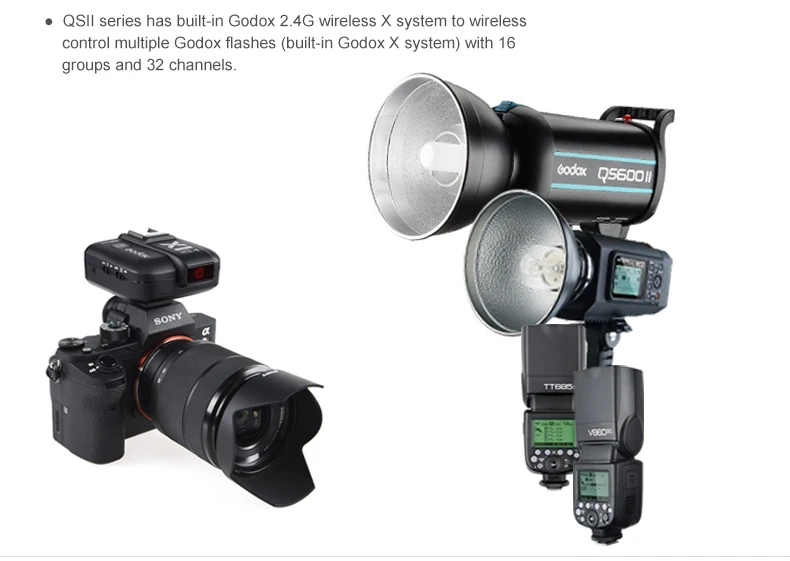 Godox QS400II 2x400 Ws Фотостудия вспышка светильник ing, XPRO триггер, софтбокс, 280 см светильник стенд, сарай дверь, вспышка встроенные приемники