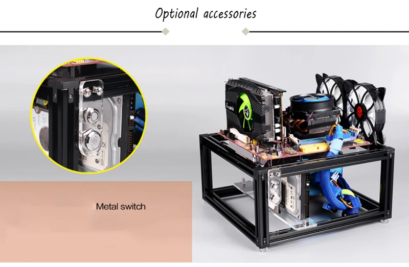 QDIY PC-JMK DIY алюминиевый сплав ATX материнская плата ПК Шасси в корпусе открытая голая рамка горизонтальная водяная охлаждающая платформа компьютерный чехол