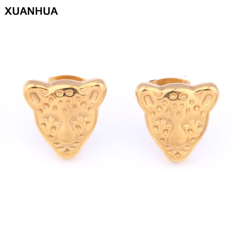 XUANHUA оптовая продажа серьги из нержавеющей стали с головой леопарда для женщин