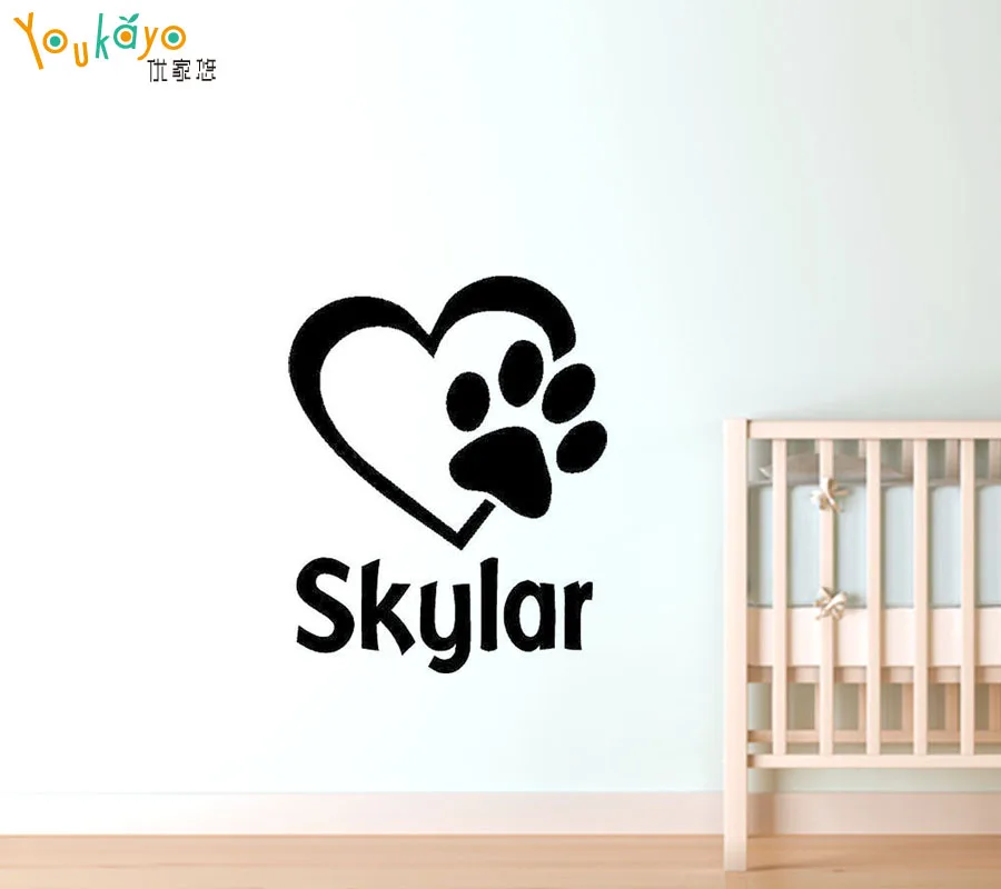 Персонализированная виниловая наклейка с изображением лап в сердце|sticker window|window